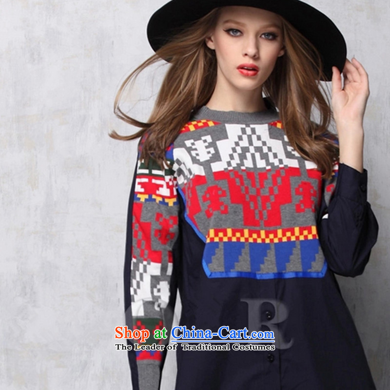 Replace the Spring and Autumn period the new 2015 Korean female large relaxd thick MM) thick, thin graphics shirts in sister thick long skirt) thick winter suits, forming the autumn skirt the large white collar-tide, L, version (LINXCR) , , , shopping on