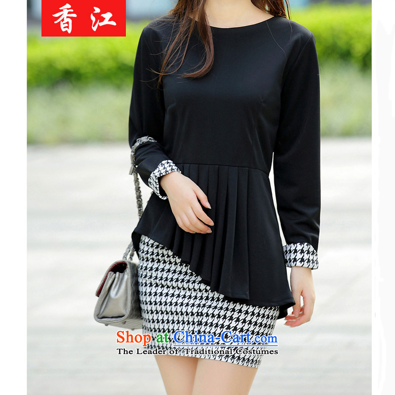 Xiang Jiang autumn 200mm thick catty to xl female graphics thin chidori long-sleeved shirt, forming the thick sister dresses two kits female 002 big red code 4XL, Xiangjiang , , , shopping on the Internet