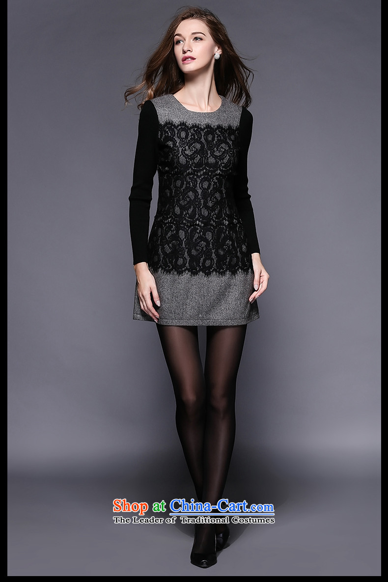 The Ni dream new) Autumn 2015, Europe and the large number of ladies thick mm temperament stitching lace dresses y3439 long-sleeved black XXXXL picture, prices, brand platters! The elections are supplied in the national character of distribution, so action, buy now enjoy more preferential! As soon as possible.