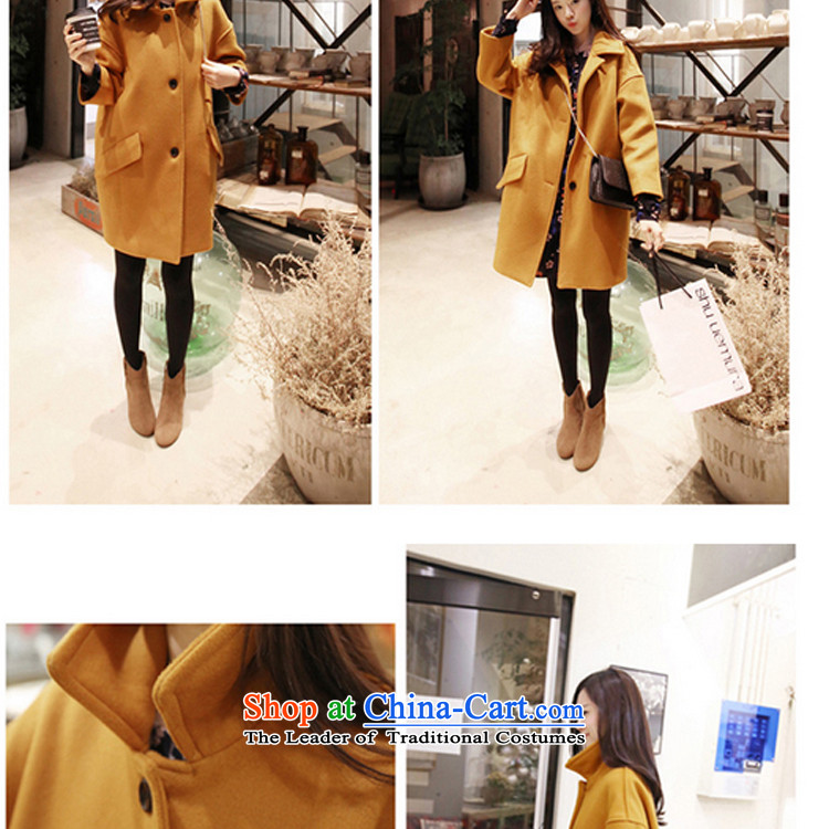 In accordance with the 2015-yuk leyland autumn and winter new Korean double-jacket in gross? Long a wool coat female YL1501 turmeric yellow XL plus cotton waffle A Picture, prices, brand platters! The elections are supplied in the national character of distribution, so action, buy now enjoy more preferential! As soon as possible.