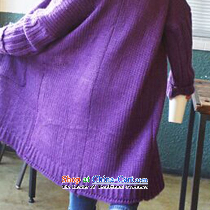 Elisabeth wa concluded large card women 200 catties jacket female large knitwear cardigan medium to long term, thick girls' Graphics thin, Choo replacing thick sister Ms. New Thick purple large number are Tien Code 100 to 200 catties can wear, Elisabeth w