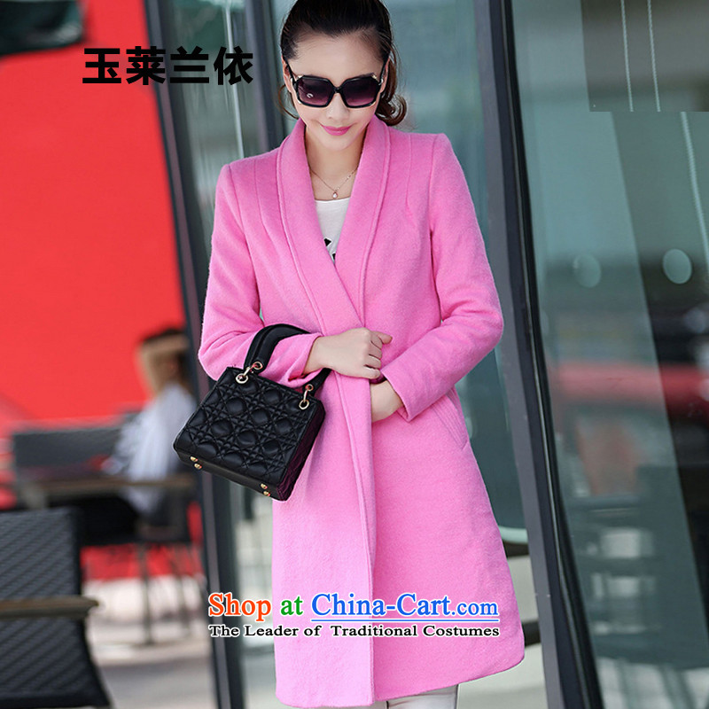 In accordance with the 2015-yuk leyland autumn and winter new gross?   in the Korean version of the jacket long a wool coat female YL526 pink XL plus thereby increasing jade lint-free (YLLY LEYLAND) , , , shopping on the Internet