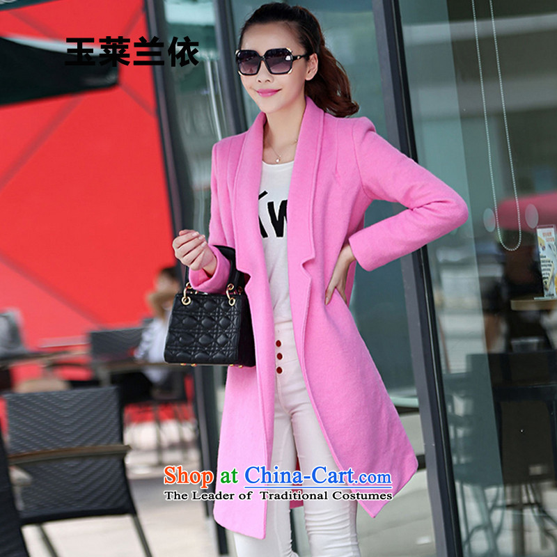 In accordance with the 2015-yuk leyland autumn and winter new gross?   in the Korean version of the jacket long a wool coat female YL526 pink XL plus thereby increasing jade lint-free (YLLY LEYLAND) , , , shopping on the Internet