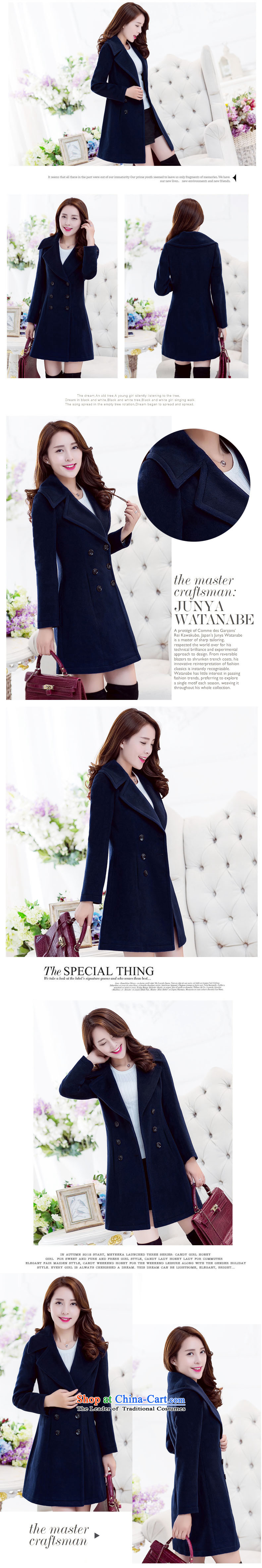 2015 Autumn and winter HNNSSEMA new Korean Sau San wool coat large roll collar? stylish medium to long term, the cotton waffle warm a navy blue jacket S picture, prices, brand platters! The elections are supplied in the national character of distribution, so action, buy now enjoy more preferential! As soon as possible.