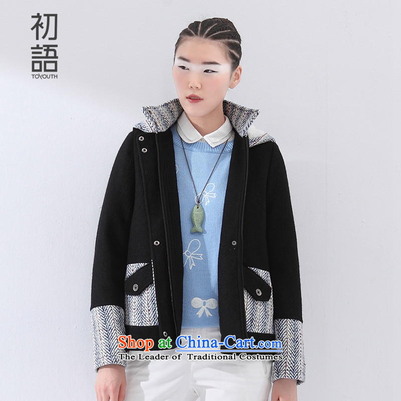The early Arabic autumn and winter is the new textured stitching loose cap H-gross auricle jacket female 8531234019? Black?XL