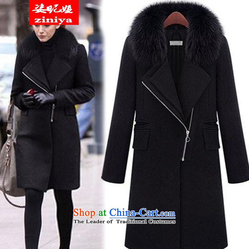 Gigi Lai Young Ah2015 ultra large female autumn and winter new fat mm terminal in the long, so gross for coats gross?_XXXXXL thick black jacket