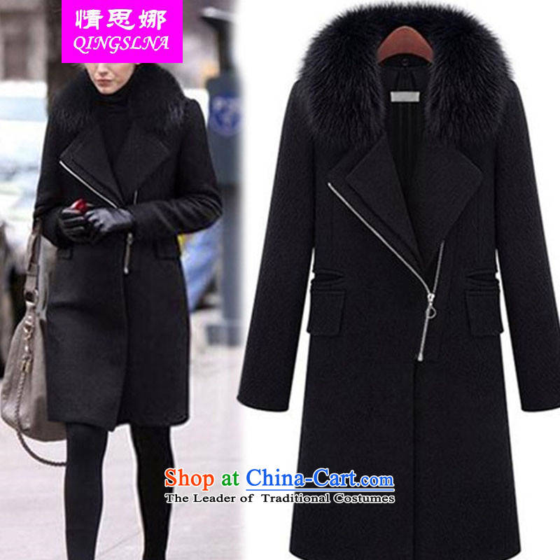 The?2015 Love in Europe and the larger TO XL Emulation? mm thick autumn and winter coats thin coat female black graphics thick?XXXXXL_