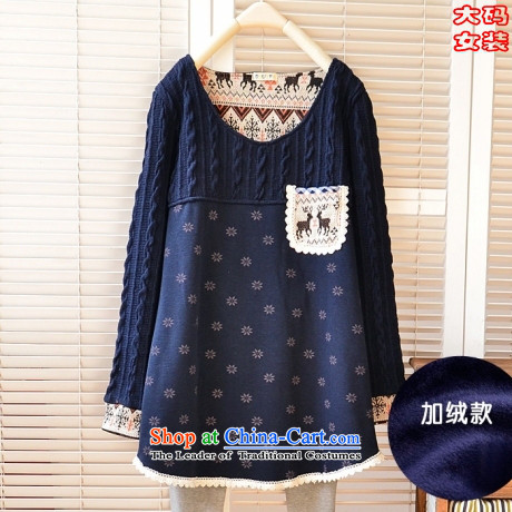 2015 Autumn and Winter load new Korean Version to increase women's code thick MM loose, Hin thin, thick plus lint-free T-shirt thick thick sister 200 catties, forming the dark blue shirt XXXXL picture, prices, brand platters! The elections are supplied in the national character of distribution, so action, buy now enjoy more preferential! As soon as possible.