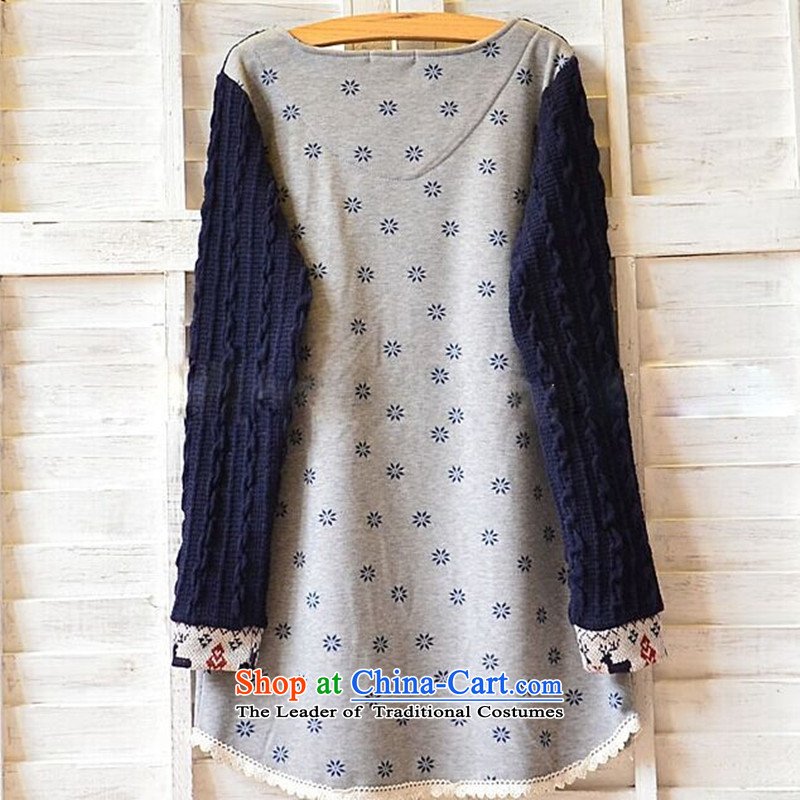 2015 Autumn and Winter load new Korean Version to increase women's code thick MM loose, Hin thin, thick plus lint-free T-shirt thick thick sister 200 catties, forming the dark blue shirt collar wireless tide of XXXXL, (LINXCR) , , , shopping on the Internet