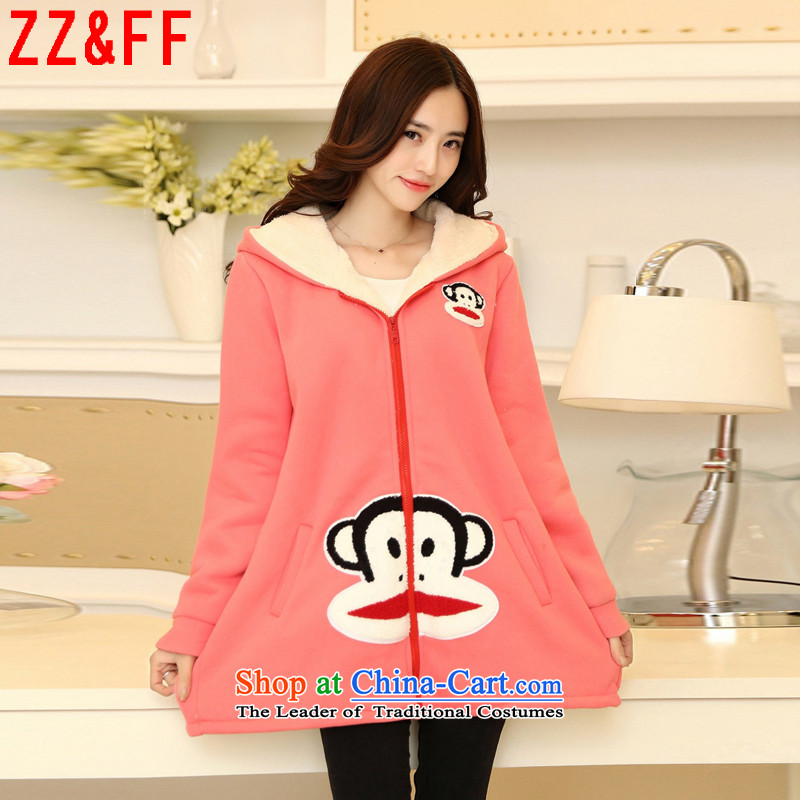 The autumn 2015 new Zz_ff larger female thick MM200 catty very casual fare cap jacket female WT8820 lint-free  XXXL Cherry Red