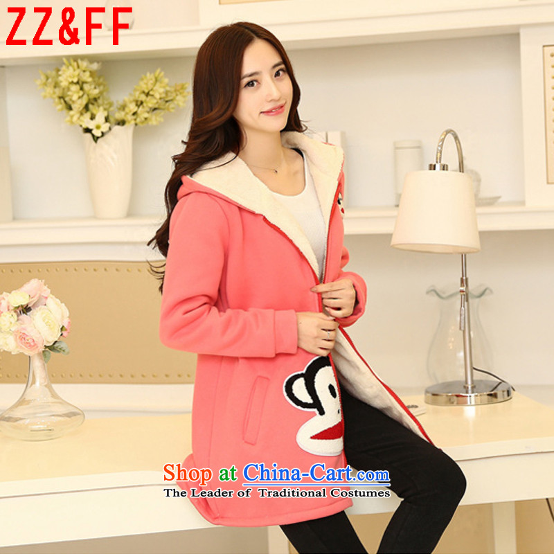 The autumn 2015 new Zz&ff larger female thick MM200 catty very casual fare cap jacket female WT8820 lint-free peach XXXL,ZZ&FF,,, shopping on the Internet