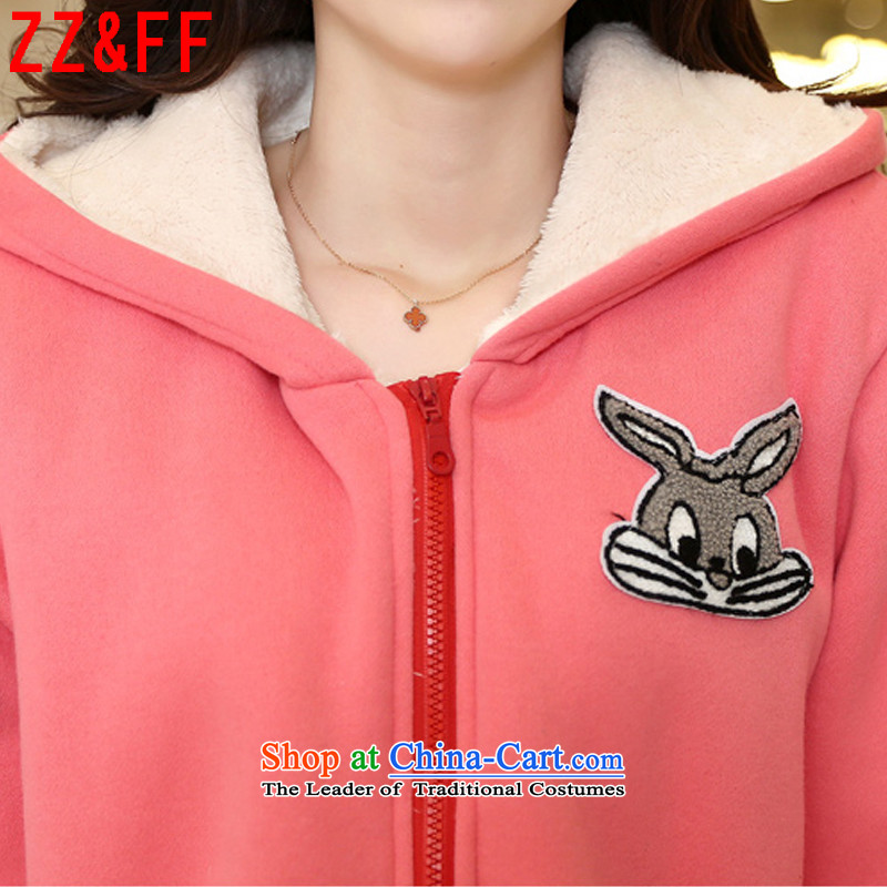 The autumn 2015 new Zz&ff larger female thick MM loose in the lint-free long jacket, female WT8821 PEACH XXXL,ZZ&FF,,, shopping on the Internet