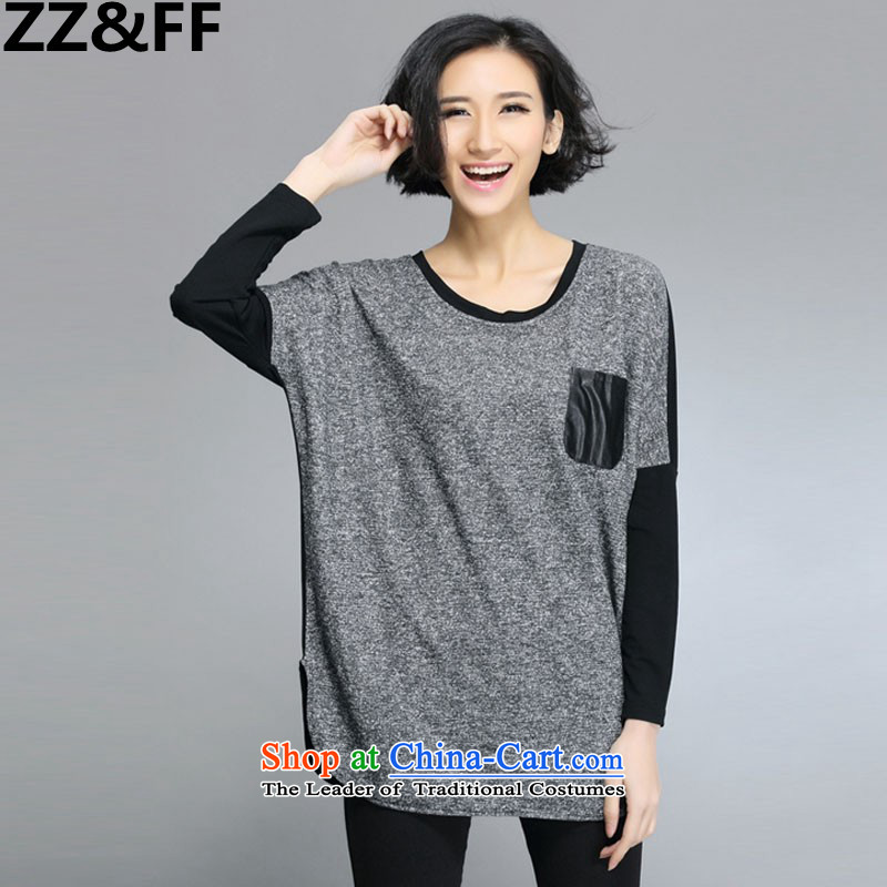 The autumn 2015 new Zz&ff won 200 catties thick mm trendy code women loose video thin long-sleeved T-shirt No. 6015 Black Large code XXL,ZZ&FF,,, shopping on the Internet