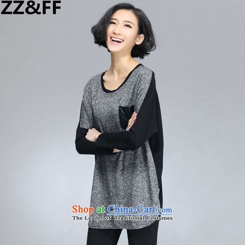 The autumn 2015 new Zz&ff won 200 catties thick mm trendy code women loose video thin long-sleeved T-shirt No. 6015 Black Large code XXL,ZZ&FF,,, shopping on the Internet