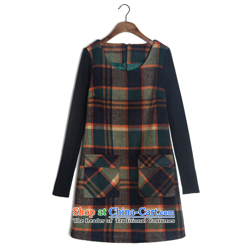 Indulge larger female latticed gross? Drop-Needle LS dresses mm thick Korean video thin autumn and winter, forming the skirt emerald XXL, coveted (tanai) , , , shopping on the Internet