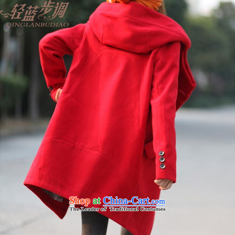 Light blue pace of autumn and winter 2015 new liberal large fresh small cap single row is long a wind jacket preppy gross? coats red light blue pace of XL, (QINGLANBUDIAO) , , , shopping on the Internet
