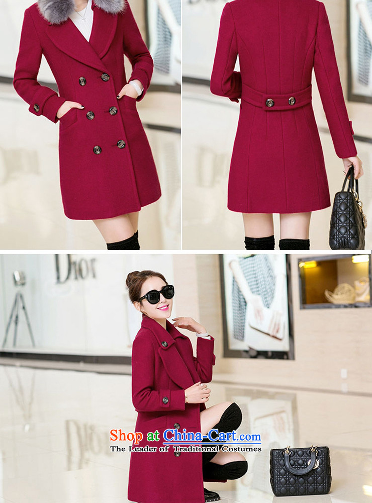 Blue Zebina  2015 autumn and winter new Korean gross? coats that long hair? jacket women Sau San 1689 wine red L picture, prices, brand platters! The elections are supplied in the national character of distribution, so action, buy now enjoy more preferential! As soon as possible.