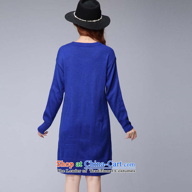 Love to corrupt xl sweater Dress Casual relaxd 200 catties larger women fall thick sister long-sleeved blue skirt 4XL, coveted (tanai) , , , shopping on the Internet