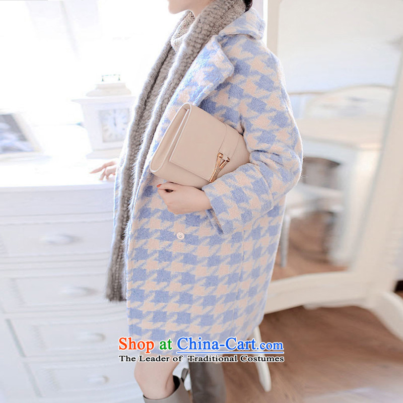 Charlene Choi Tysan 2015 autumn and winter new liberal video thin double-in long lapel a jacket female latticed cocoon Korean-style modern small wind-version wool coat picture color , S, So Yeon Tysan shopping on the Internet has been pressed.