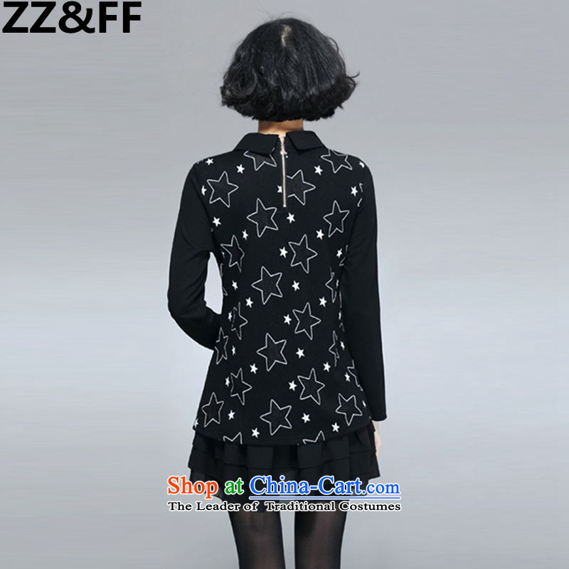 The autumn 2015 new Zz&ff won 200 catties thick mm trendy code women loose video thin long-sleeved dresses 6011 Black Large code XXL,ZZ&FF,,, shopping on the Internet