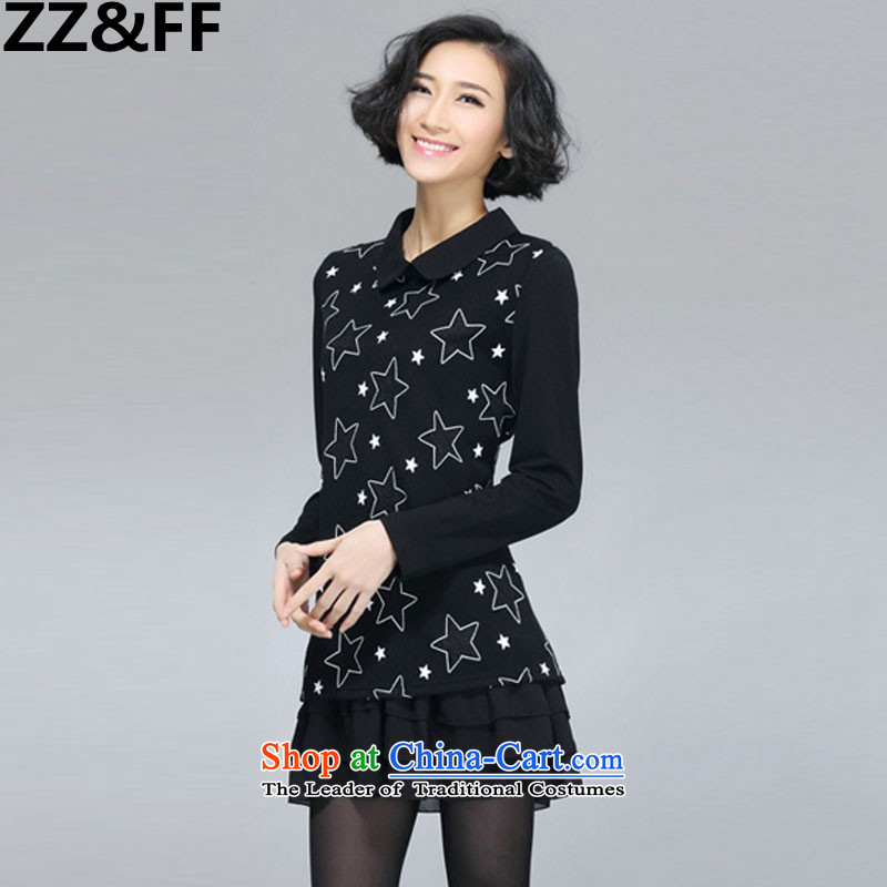 The autumn 2015 new Zz&ff won 200 catties thick mm trendy code women loose video thin long-sleeved dresses 6011 Black Large code XXL,ZZ&FF,,, shopping on the Internet