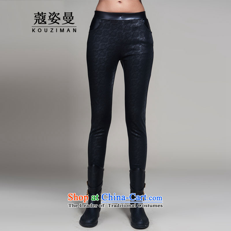 Gigi Lai Cayman large Coe women fall thick sister autumn 2015 Press new ultra thin stylish look of Sau San graphics black trousers, forming the basis for the proposed Code _170-185 4XL catty_