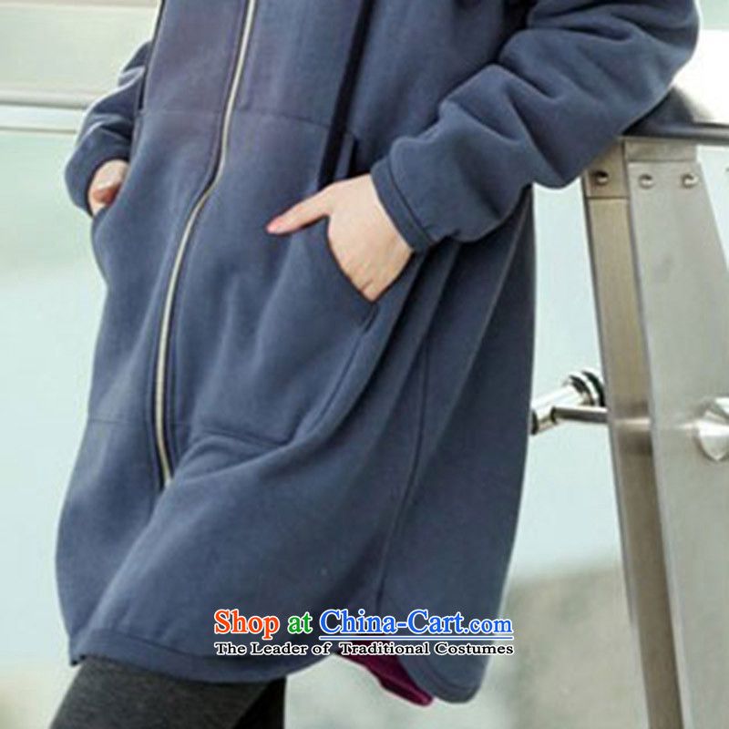 Elisabeth wa concluded card thick large sister sweater cardigan medium to long term for women large jacket for larger female 200 catties to intensify the Korean version of the new large nau thick piece blue large L, Elisabeth wa concluded card (SHAWADIKA)