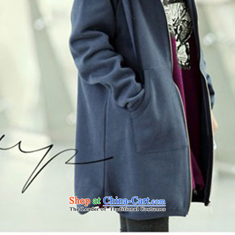 Elisabeth wa concluded card thick large sister sweater cardigan medium to long term for women large jacket for larger female 200 catties to intensify the Korean version of the new large nau thick piece blue large L, Elisabeth wa concluded card (SHAWADIKA)