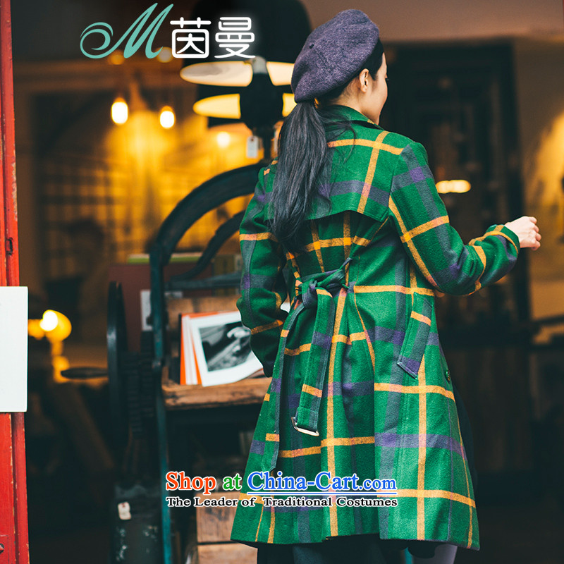 Athena Chu Load New Cayman 2015) grid lap long coats)??- 8533210368 (female coats Xian Zong green S, Athena Chu (INMAN, DIRECTOR) , , , shopping on the Internet