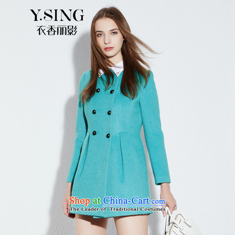 Hong Lai Ying 2015 winter clothing new look elegant round-neck collar double row is long hair? The blue coat 56 XS, Hong Lai Ying , , , shopping on the Internet