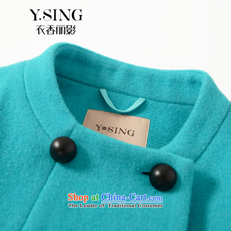 Hong Lai Ying 2015 winter clothing new look elegant round-neck collar double row is long hair? The blue coat 56 XS, Hong Lai Ying , , , shopping on the Internet