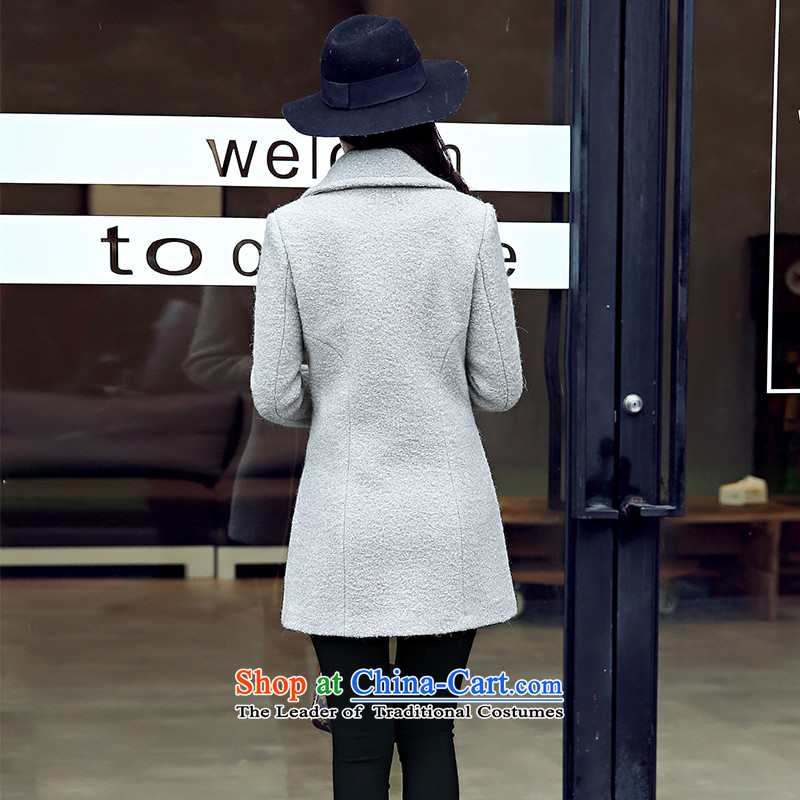 Products not women 2015 autumn and winter new Korean female decorated gross? coat in the body of a wool coat wool coat light gray hair? M products not woman shopping on the Internet has been pressed.