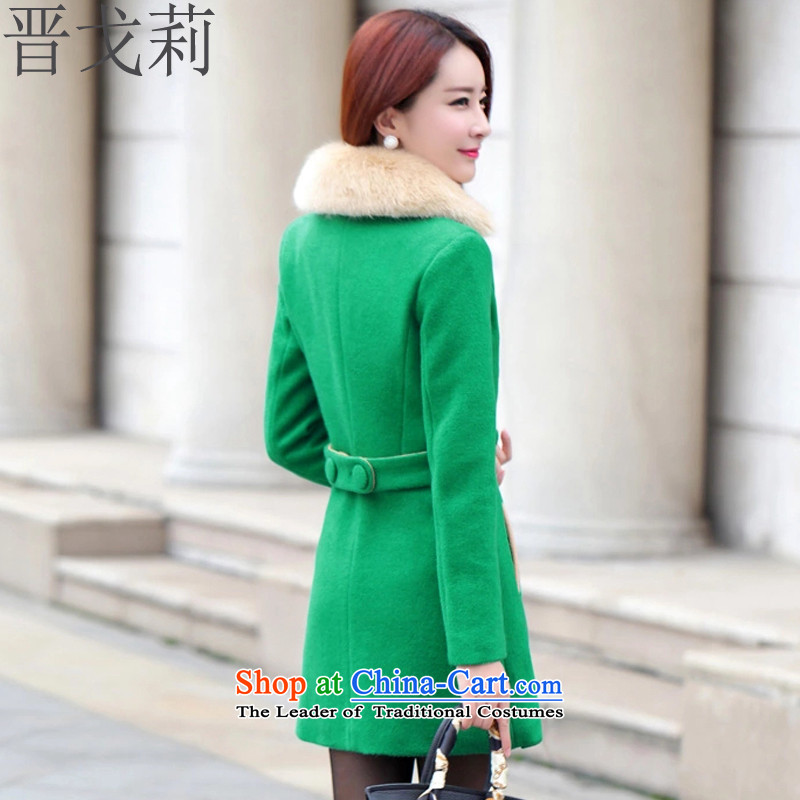 Jin Li Mao? coats Golan female autumn and winter new Korean version of long coats female J8497 temperament is green , Shinzo Abe Golan Li , , , shopping on the Internet