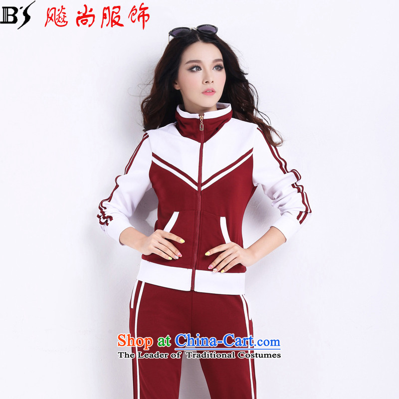 Yet the autumn 2015 costumes biao new larger female thick mm200 catty second piece of recreation, sport, two-color stitching kit free shipping BS5156 BOURDEAUX XL   chest 102 recommended 110-140 catty