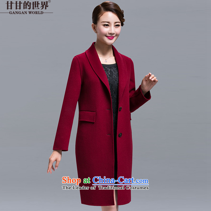 Gangan world autumn 2015 installed new two-sided a wool coat in the women's long sleeve female autumn gross? aubergine _pre-sale around 7 days shipment_ XL