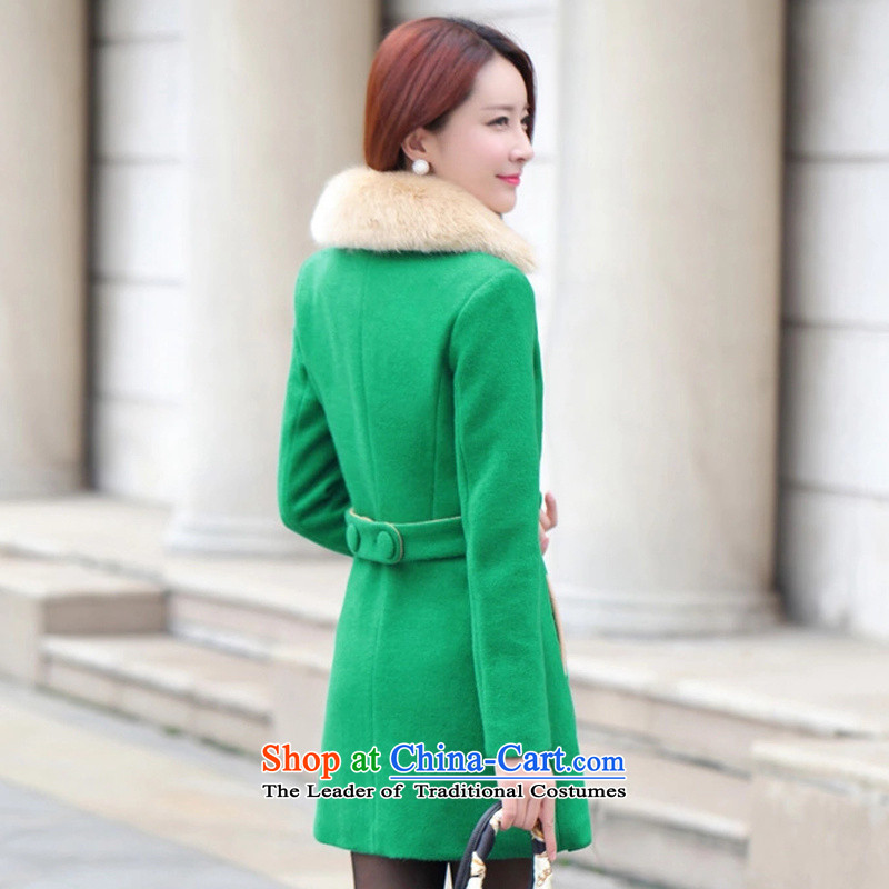 Xin Qian 2015 autumn and winter female new coats)? female double-color spell long suit for Sau San? What Gross Gross coats female jacket W9888 GREEN M Xin Qian , , , shopping on the Internet