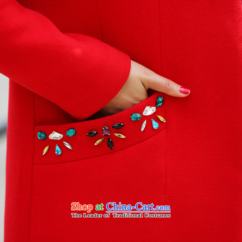 The Paradise 2015 winter new Korean fashion collar of Sau San single row clip hair red jacket , awakening? Paradise Shopping on the Internet has been pressed.