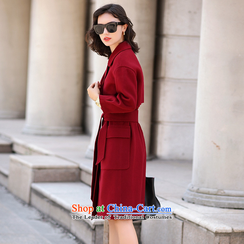 Estimated 2015 Autumn Load New Pei) sided flannel woolen coat women's gross?? graphics thin coat duplex gross? female wine red M, coat, PEI (lanpei) , , , shopping on the Internet
