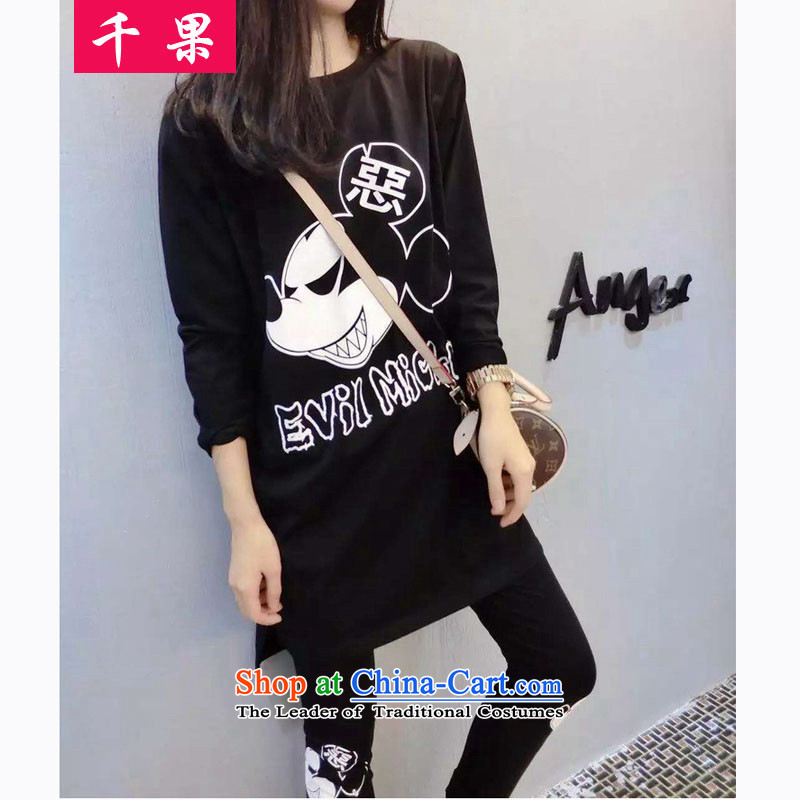 Thousands of fruit fall to replace xl loose video kit 200 catties thin extra-thick MM medium to long term, T-shirts, forming the trousers sport and leisure suite 5999 Black 3XL140-160 around 922.747, thousands of fruit (QIANGUO shopping on the Internet ha