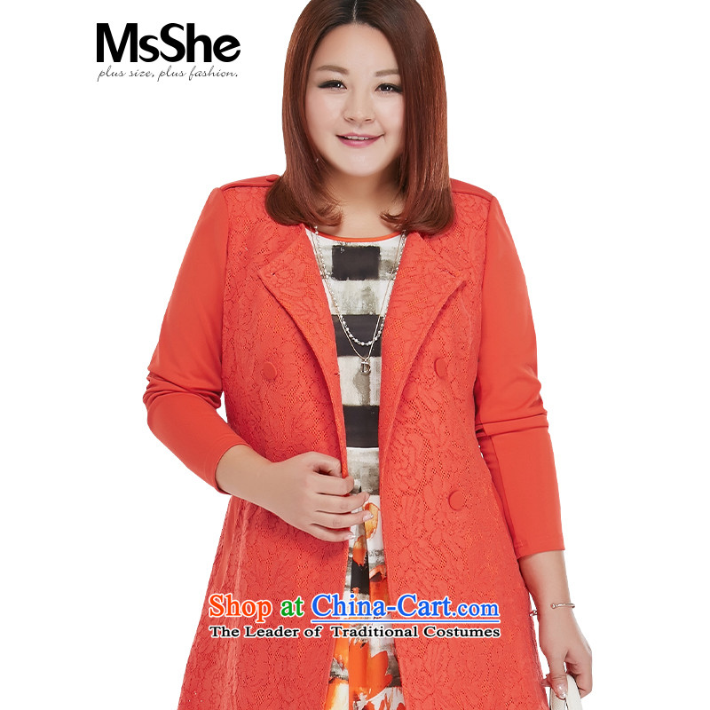 Msshe xl women 2015 new autumn replacing thick MM lace elegant, female wind jacket 10265 5XL orange