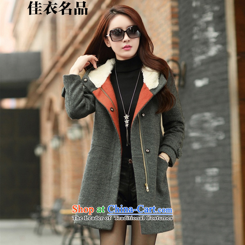 Better, Yi 2015 autumn and winter clothes in Sau San long cap F8738 gross? Jacket Gray L, better Yi, , , , shopping on the Internet