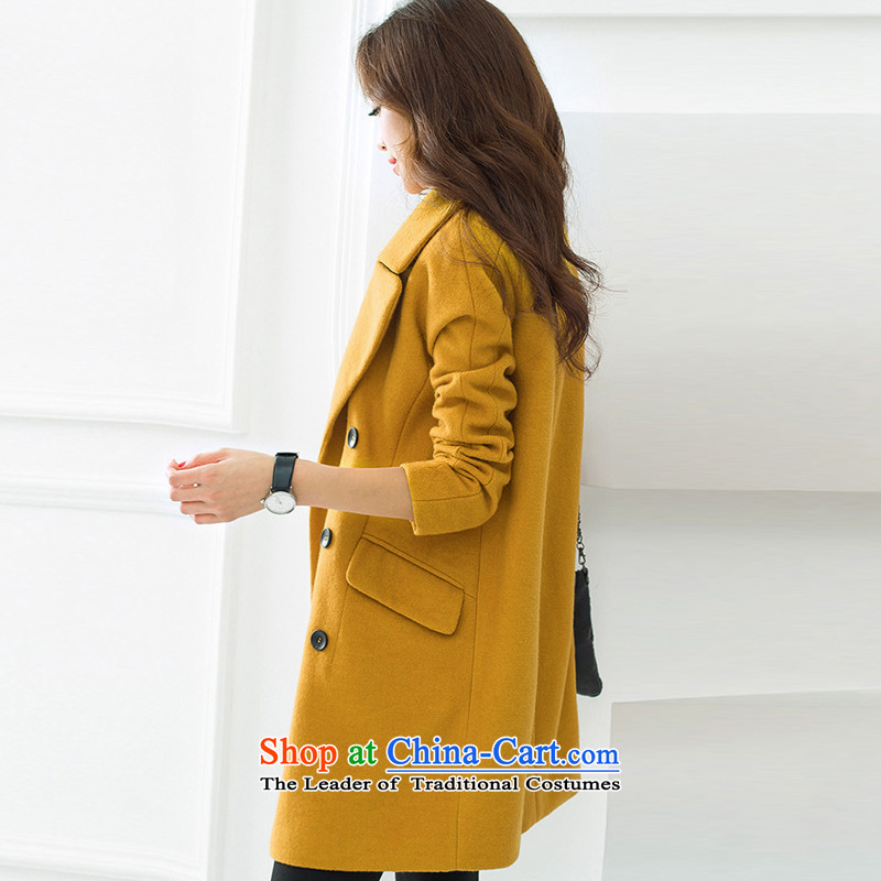 El-chul (yizensn poem) won by 2015 winter new version? long coats that female hair? coats of Sau San y70016 girl Kang  Chul poem of yellow, L (yizensn) , , , shopping on the Internet