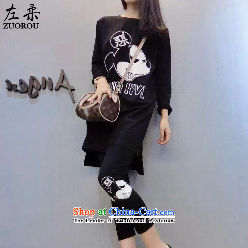 Sophie 2015 Autumn, left western xl female thick mm very casual video thin stamp sweater cartoon trousers sportswear 200 catties better wearing black XXL120-140 catty, left soft , , , shopping on the Internet