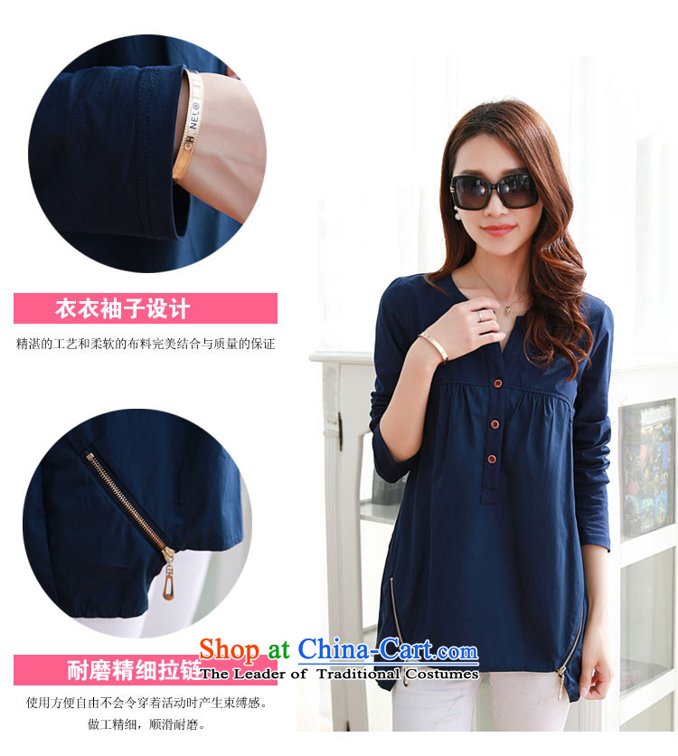 Mr NGAI Shiu-shing, Blair autumn 2015 new xl women in long Sau San V-Neck long-sleeved T-shirt shirt female navy XXL picture, prices, brand platters! The elections are supplied in the national character of distribution, so action, buy now enjoy more preferential! As soon as possible.