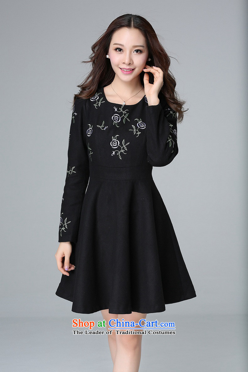 Thick Mei xl dresses 2015 Fall/Winter Collections of the new Korean round-neck collar long-sleeved autumn skirt embroidery patterns Foutune of female skirt Black Hair? m thick black skirt around 140-155 2XL catty picture, prices, brand platters! The elections are supplied in the national character of distribution, so action, buy now enjoy more preferential! As soon as possible.