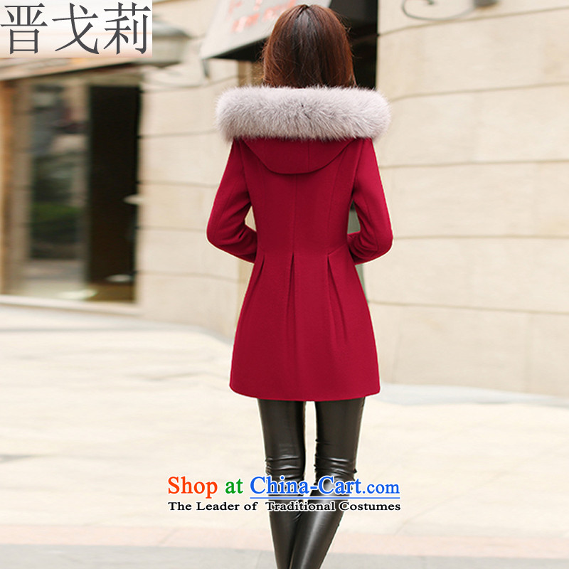 Jin Li Mao? coats Golan female autumn and winter new Korean version of long jacket, temperament J8499 female leather coats? pink M Jin Golan Li , , , shopping on the Internet