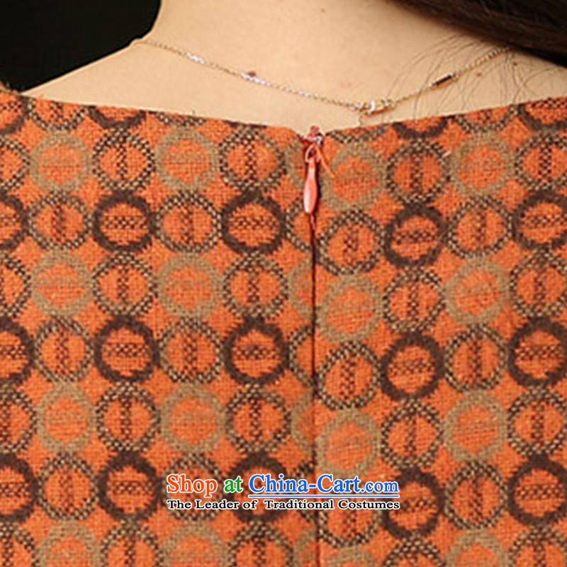 Dimple jelly 2015 autumn and winter new Korean version of large numbers of ladies in MM thick long thin round-neck collar forming the video A gross? dresses 596 Orange 5XL, dimple jelly shopping on the Internet has been pressed.