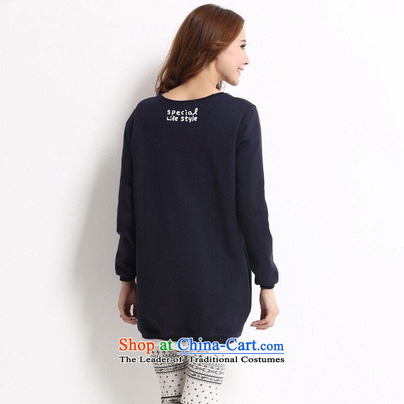 The redraw yi ge 2015 autumn and winter new larger female thick mm thick warm sweater girl loose won round-neck collar version thin coat navy XXXXL, redraw Yi Ge (HUIYIGE) , , , shopping on the Internet