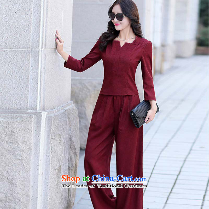 The fall of modern 1379#2015 temperament of lavender trousers leisure Sau San Kit female wine red XXL, Cheuk-yan Yi Yan Shopping on the Internet has been pressed.