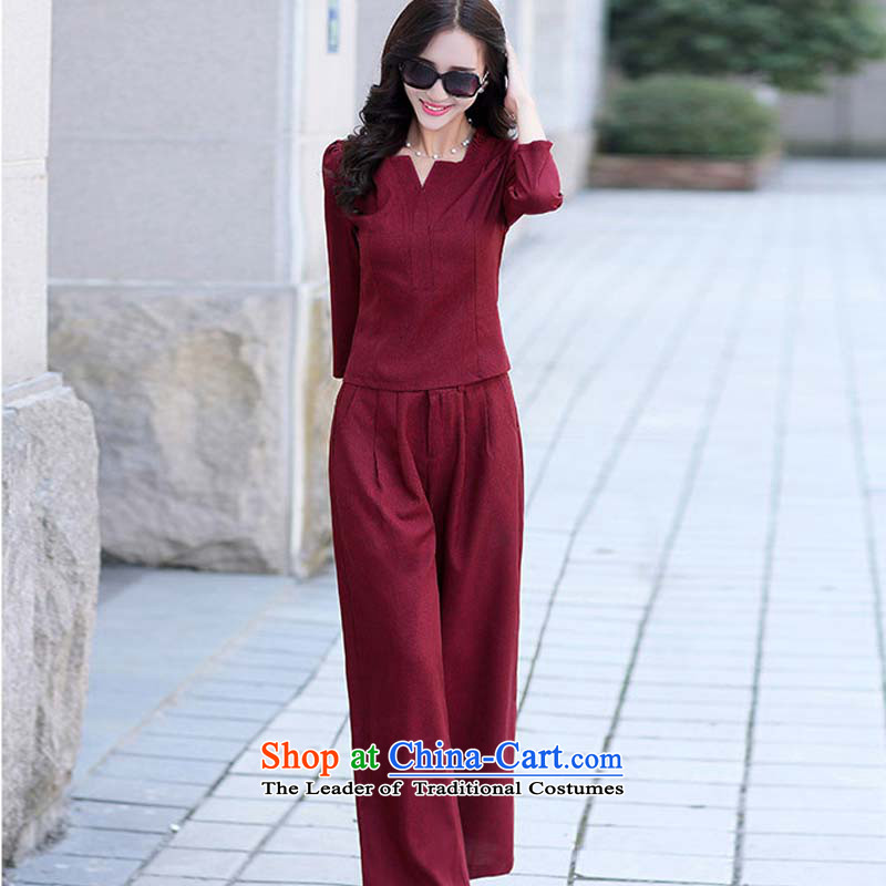 The fall of modern 1379#2015 temperament of lavender trousers leisure Sau San Kit female wine red XXL, Cheuk-yan Yi Yan Shopping on the Internet has been pressed.